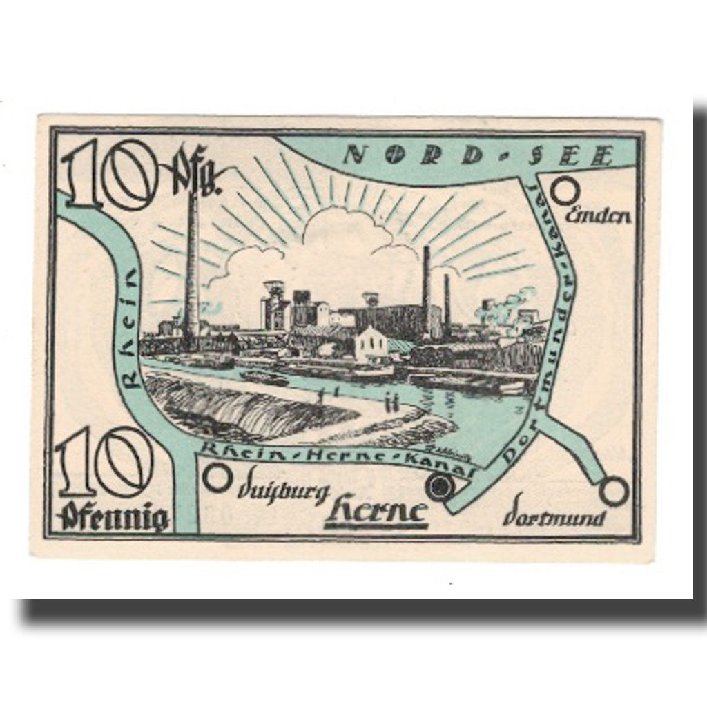 Banknote, Germany, Herne Stadt, 10 Pfennig, paysage, 1921, 1921-07-01