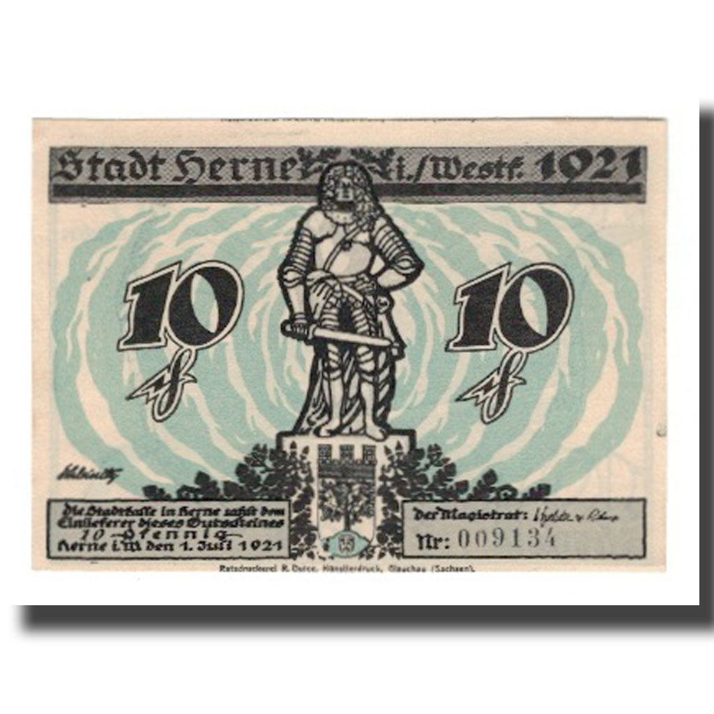 Banknote, Germany, Herne Stadt, 10 Pfennig, paysage 1, 1921, 1921-07-01