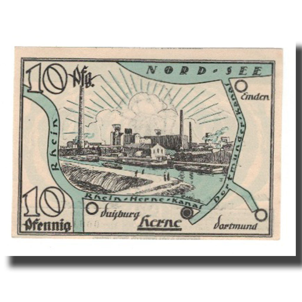 Banknote, Germany, Herne Stadt, 10 Pfennig, paysage 1, 1921, 1921-07-01