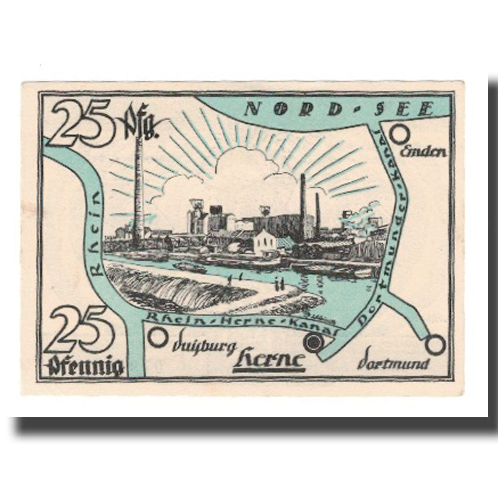 Banknote, Germany, Herne Stadt, 25 Pfennig, paysage, 1921, 1921-07-01