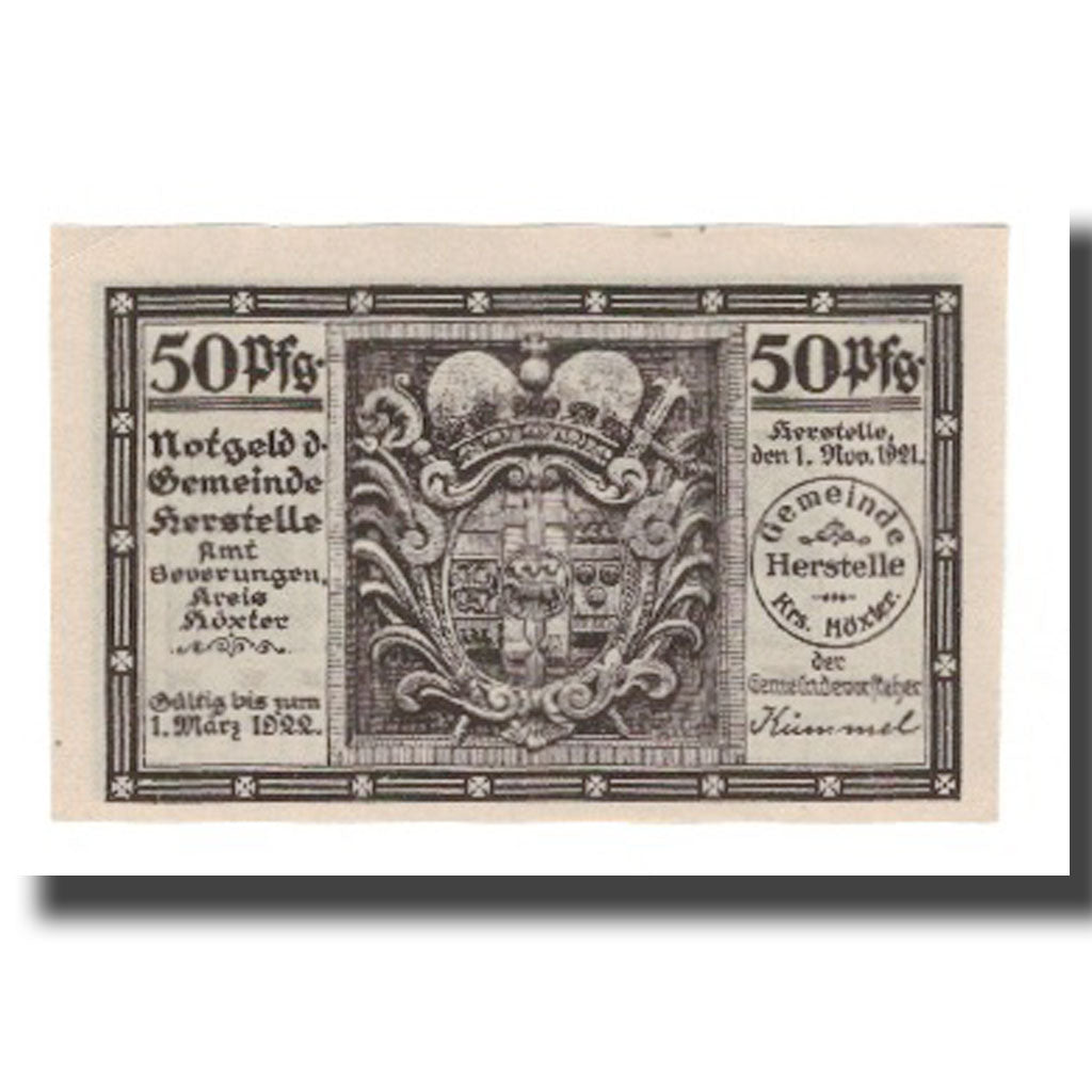 Banknot, Niemcy, Herstelle Gemeinde, 50 Pfennig, personnage, 1922, 1922-03-01