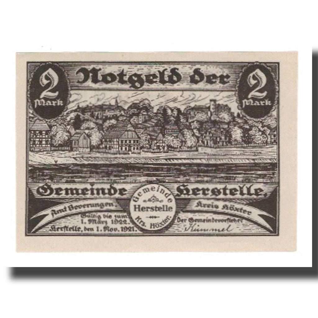 Banknote, Germany, Herstelle Gemeinde, 2 Mark, Blason 1, 1922, 1922-03-01