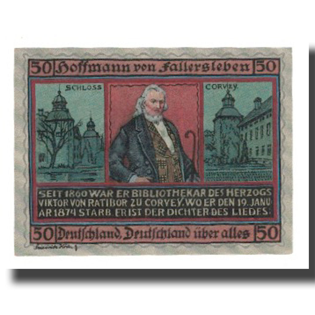 Banknot, Niemcy, Hoxter Stadt, 50 Pfennig, personnage, 1921, 1921-05-01