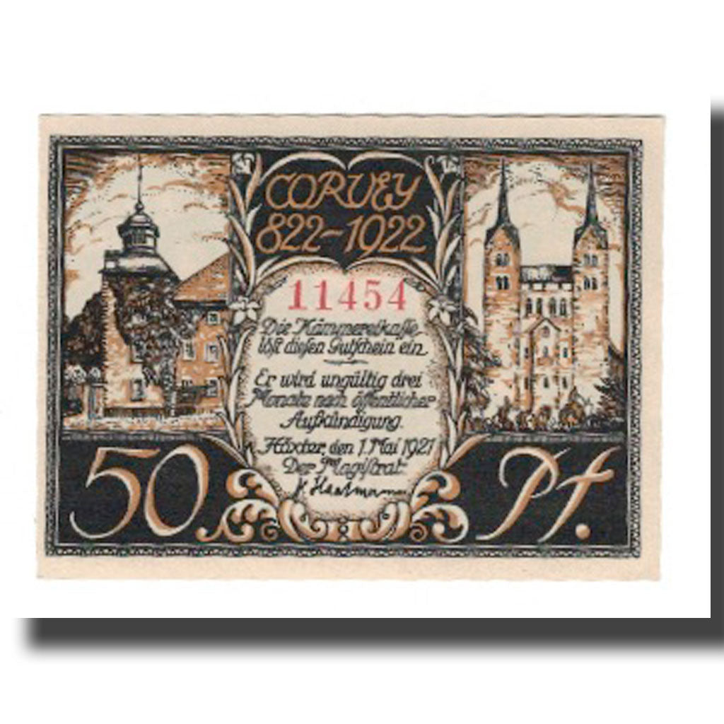 Banknot, Niemcy, Hoxter Stadt, 50 Pfennig, personnage, 1921, 1921-05-01