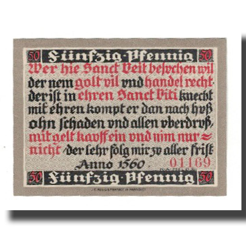 Geldschein, Deutschland, Hoxter Stadt, 50 Pfennig, Texte, VZ, Mehl:618.3