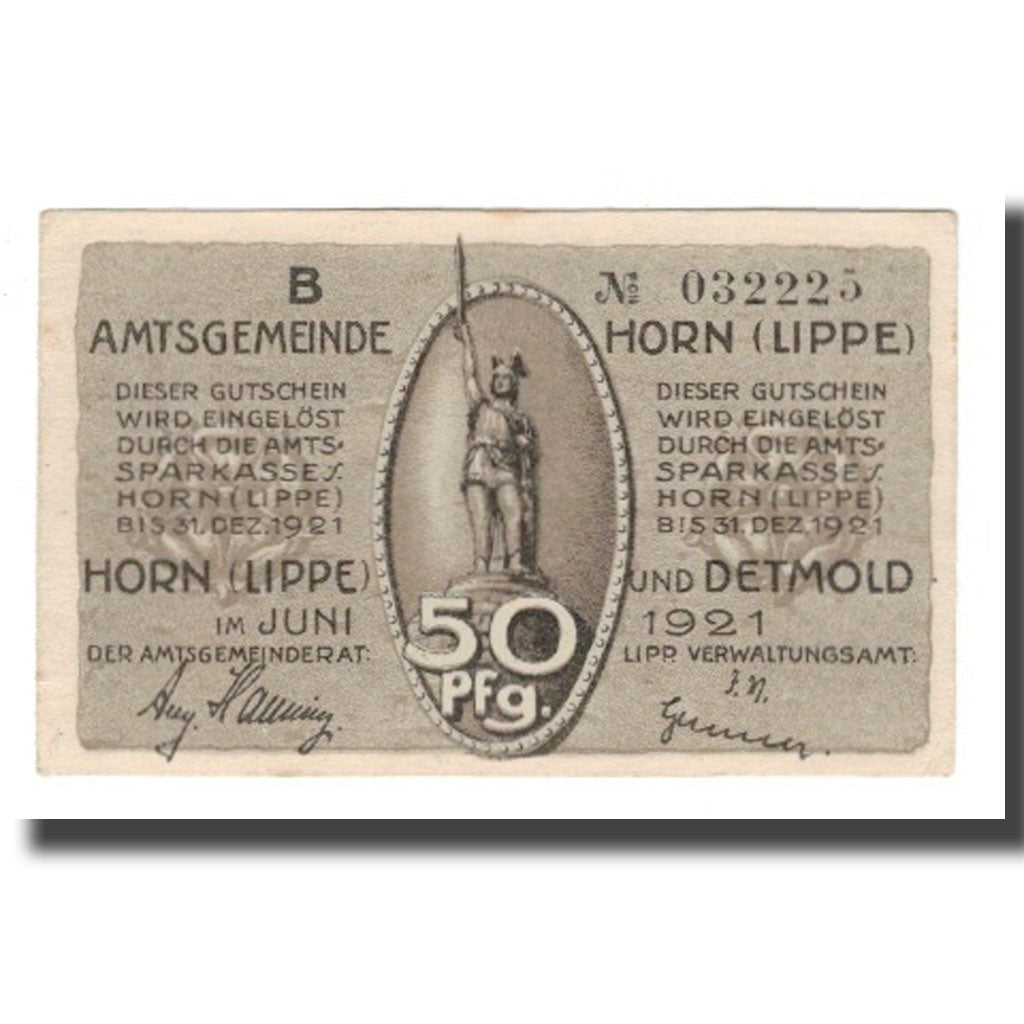 Banconote, Germania, Horn Amtsgemeinde, 50 Pfennig, personnage 2, 1921