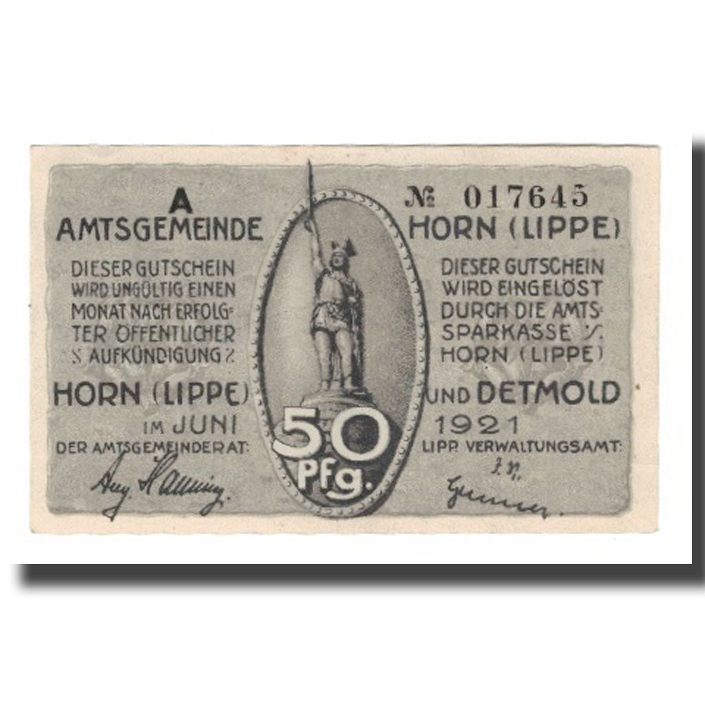 Banknot, Niemcy, Horn Amtsgemeinde, 50 Pfennig, personnage 3, 1921, 1921-12-31