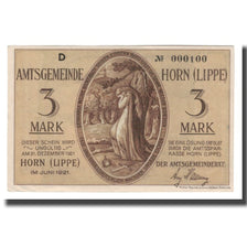 Banconote, Germania, Horn Amtsgemeinde, 3 Mark, personnage, 1921, 1921-12-31
