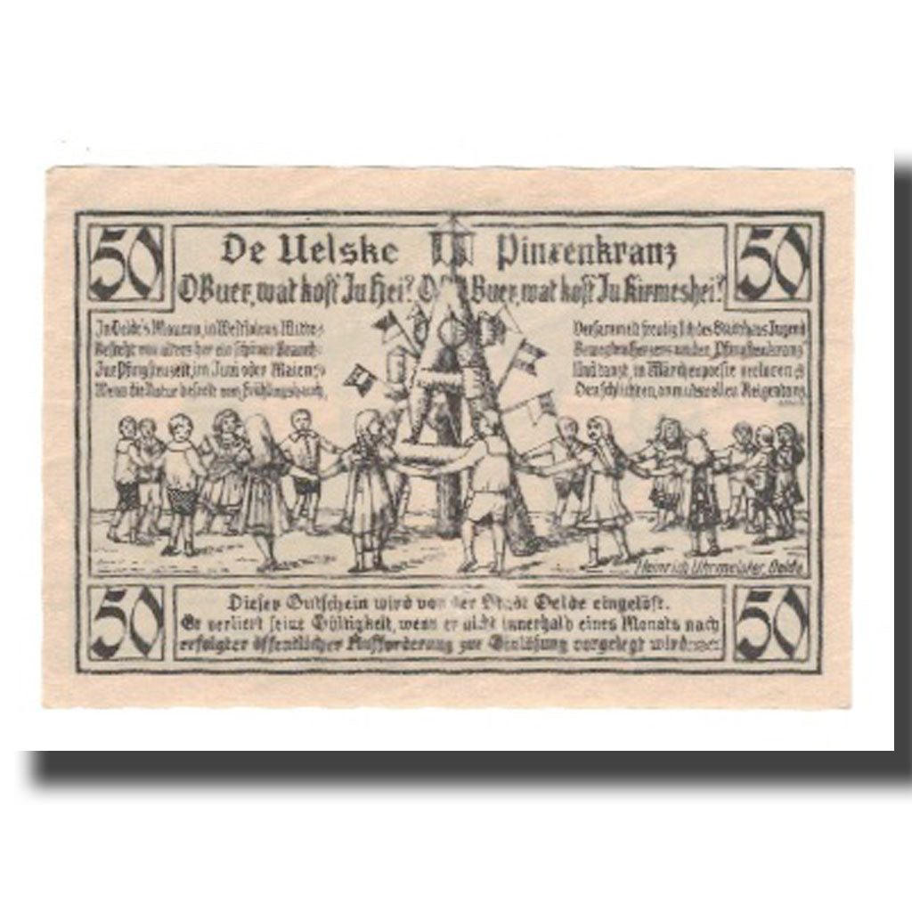 Banknot, Niemcy, Oelde Stadt, 50 Pfennig, personnage, 1920, 1920-12-07