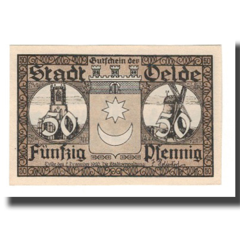 Geldschein, Deutschland, Oelde Stadt, 50 Pfennig, personnage 2, 1920