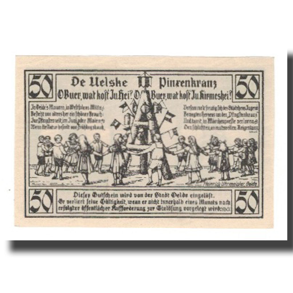 Geldschein, Deutschland, Oelde Stadt, 50 Pfennig, personnage 2, 1920