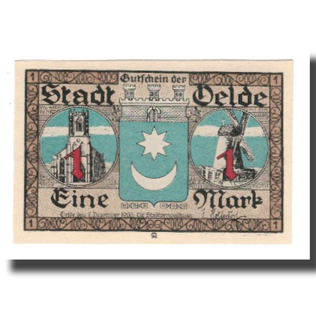 Banknot, Niemcy, Oelde Stadt, 1 Mark, personnage 1, 1920, 1920-12-07, AU(55-58)