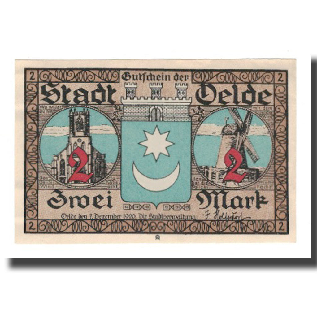 Banknot, Niemcy, Oelde Stadt, 2 Mark, personnage, 1920, 1920-12-07, AU(55-58)