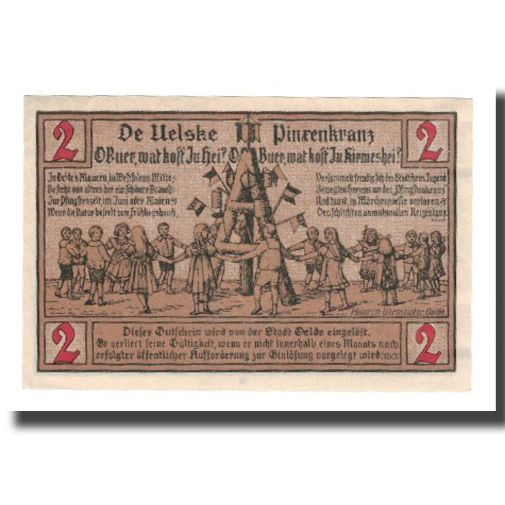 Banknot, Niemcy, Oelde Stadt, 2 Mark, personnage, 1920, 1920-12-07, AU(55-58)