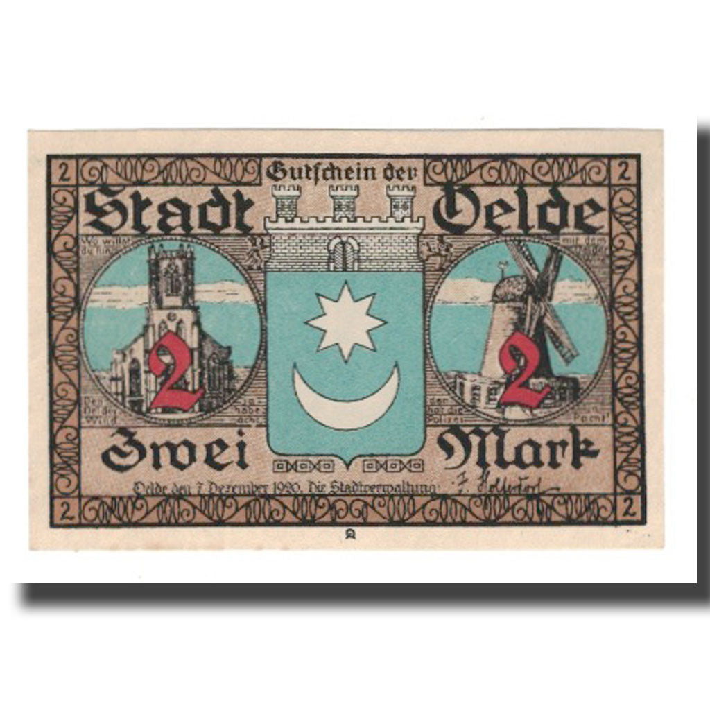 Geldschein, Deutschland, Oelde Stadt, 2 Mark, personnage 1, 1920, 1920-12-07