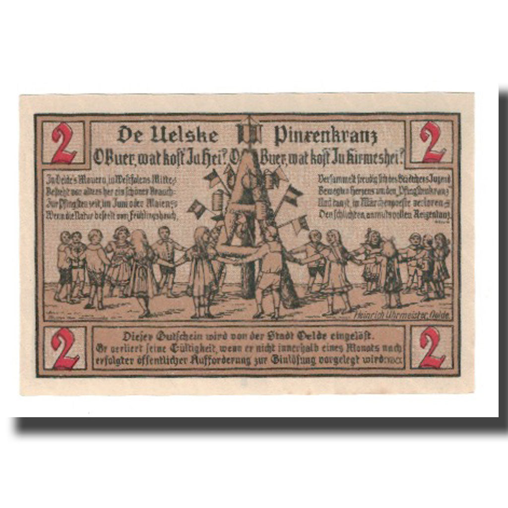 Geldschein, Deutschland, Oelde Stadt, 2 Mark, personnage 1, 1920, 1920-12-07