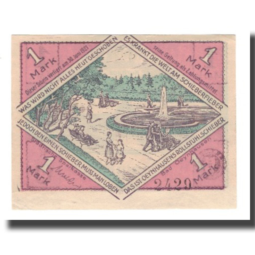 Geldschein, Deutschland, Oeynhausen, Bad Städtische Sparkasse, 1 Mark