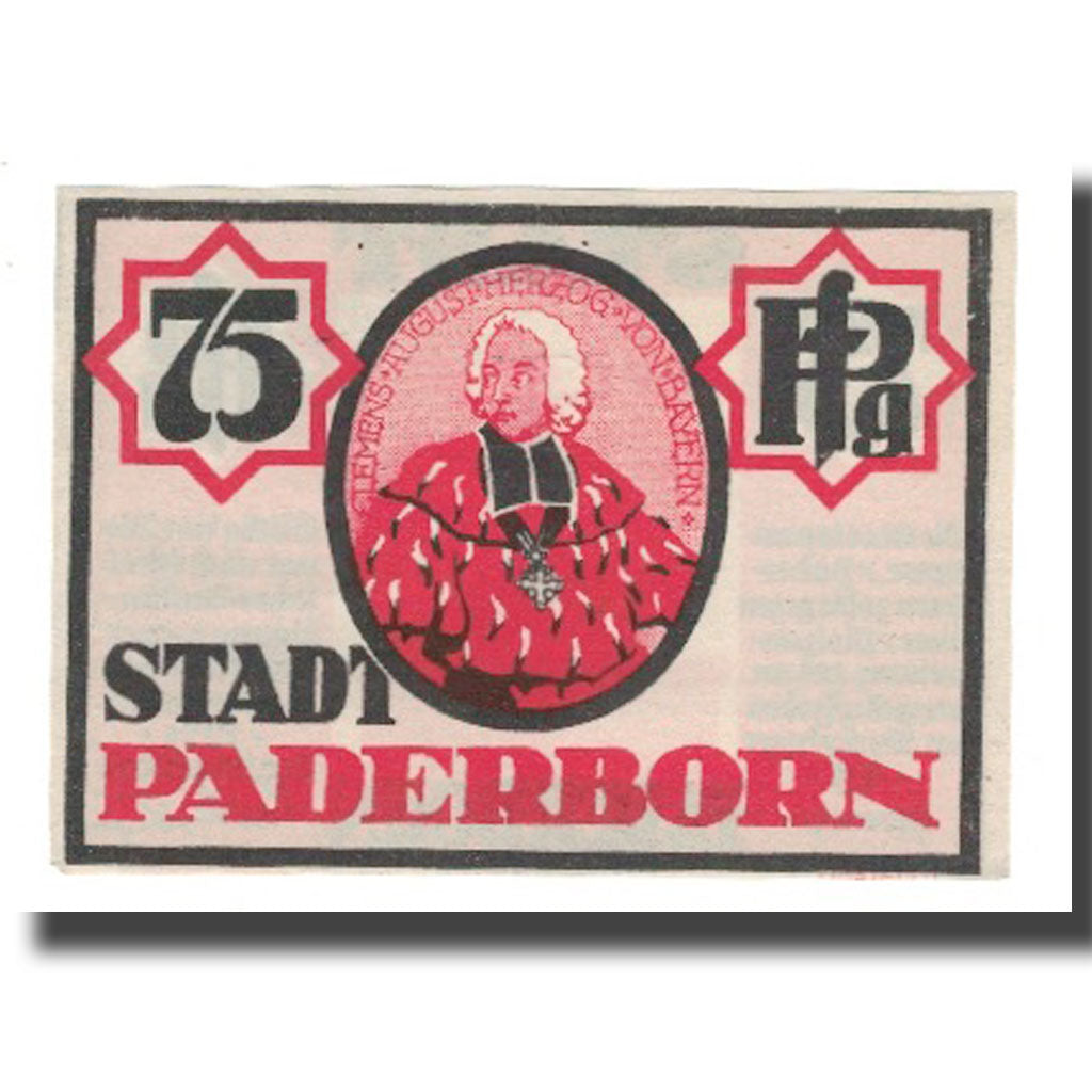 Banknote, Germany, Paderborn Stadt, 75 Pfennig, statue, 1921, 1921-11-10