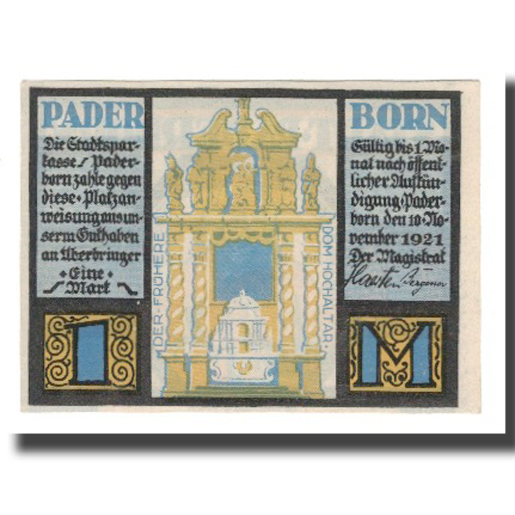 Banknote, Germany, Paderborn Stadt, 1 Mark, texte 1, 1921, 1921-11-10