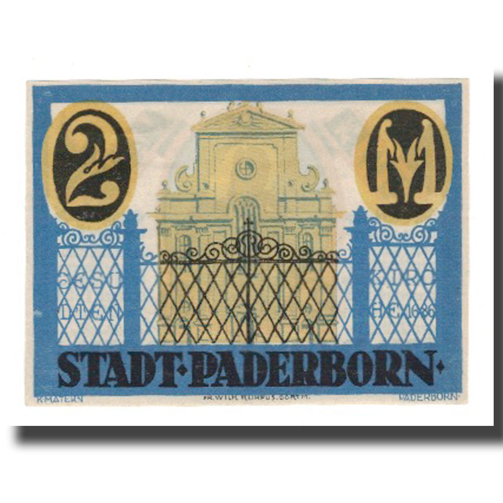 Banconote, Germania, Paderborn Stadt, 2 Mark, Portes 1, 1921, 1921-11-10, SPL-