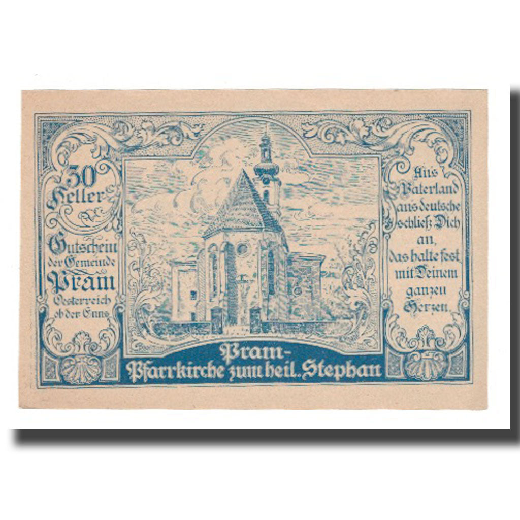 Banknot, Austria, Pram O.Ö. Gemeinde, 30 Heller, Texte, 1920, 1920-12-31
