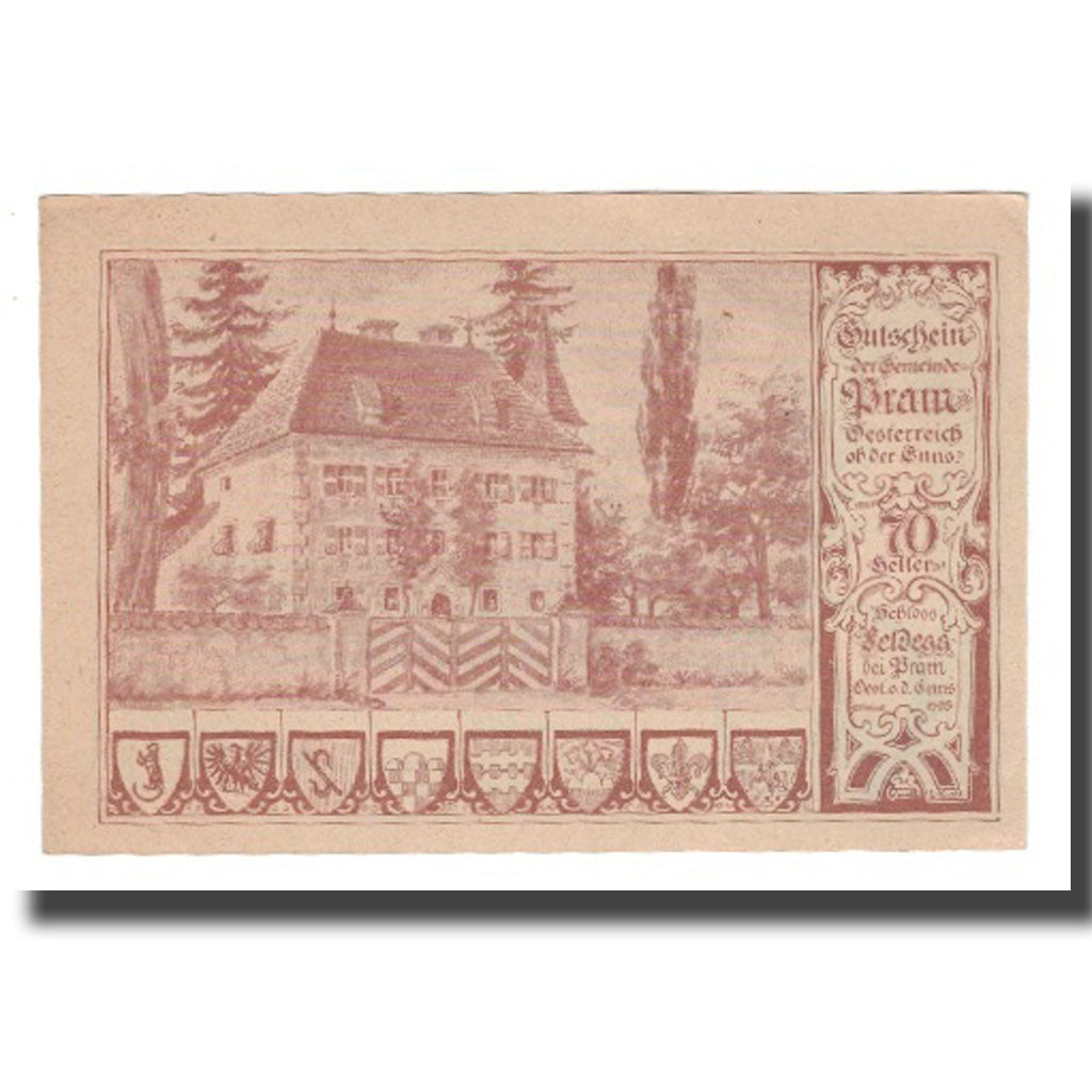 Banknot, Austria, Pram O.Ö. Gemeinde, 70 Heller, Texte, 1920, 1920-12-31