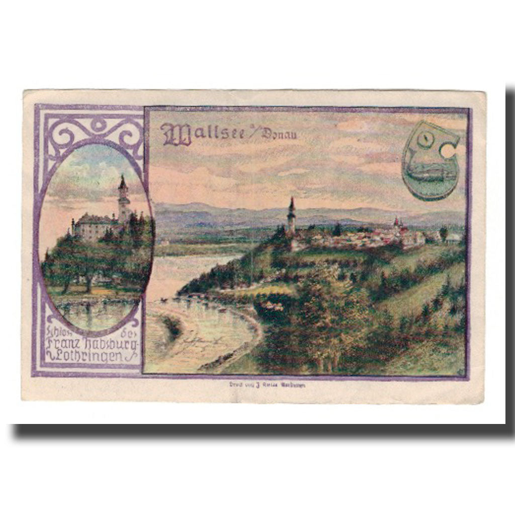 Banconote, Austria, Wallsee N.Ö. Gemeinde, 120 Heller, paysage, 1920
