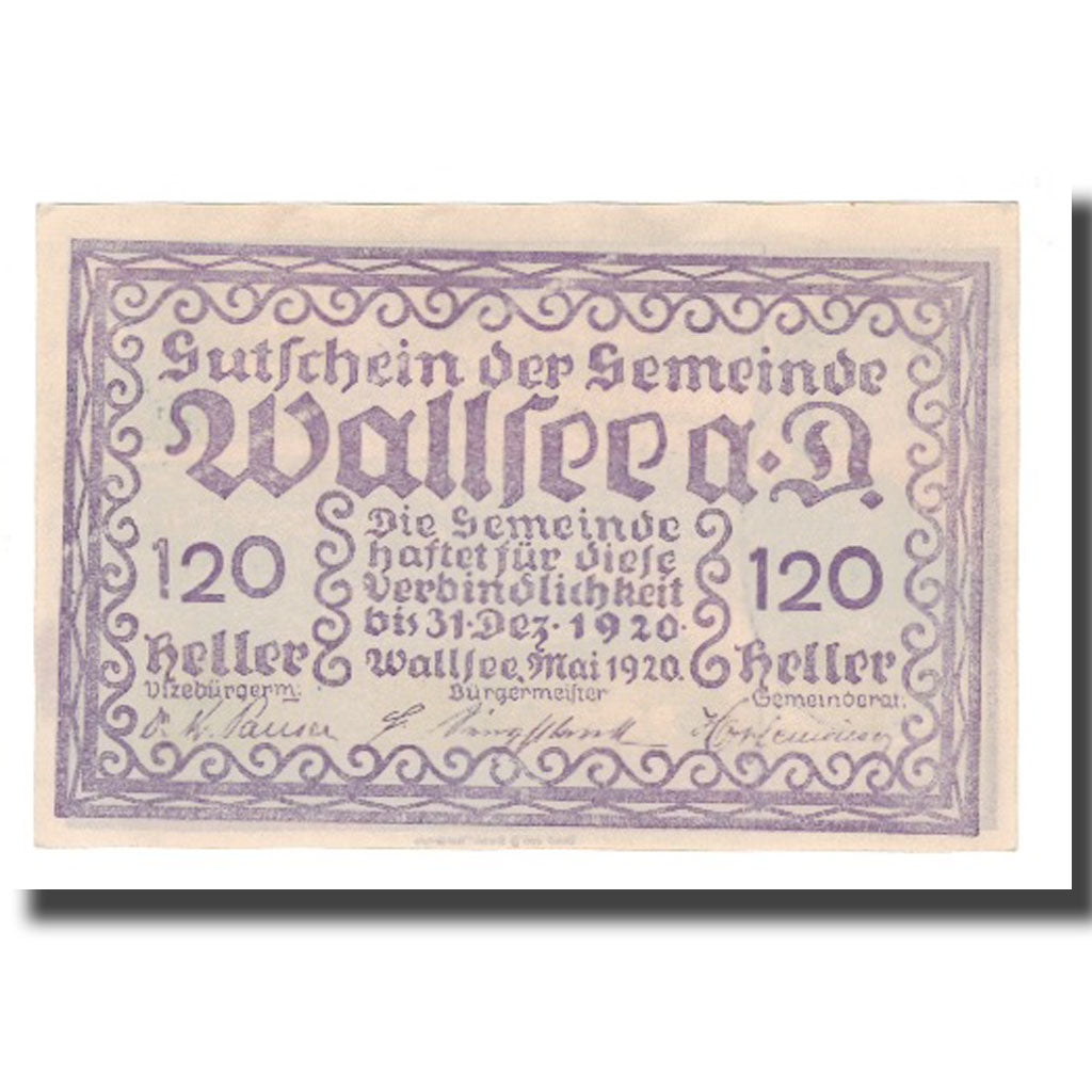 Banknote, Austria, Wallsee N.Ö. Gemeinde, 120 Heller, paysage 1, 1920