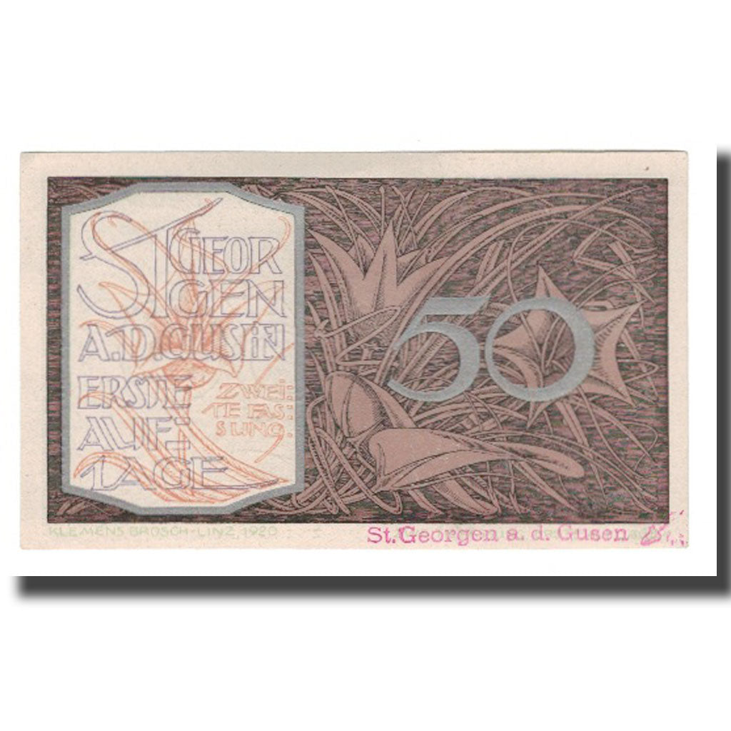 Banknot, Austria, St. Georgen an der Gusen O.Ö. Gemeinde, 50 Heller, paysage