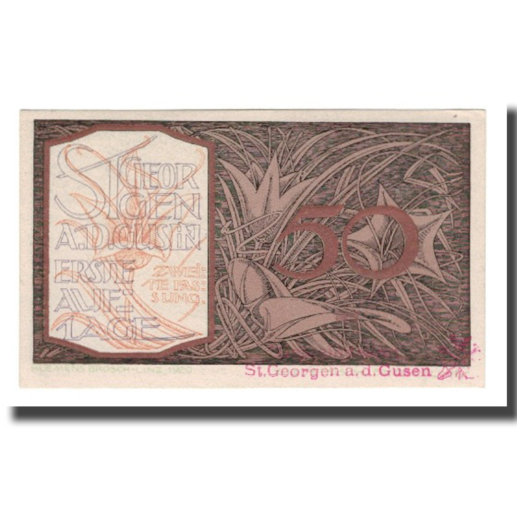 Banknote, Austria, St. Georgen an der Gusen O.Ö. Gemeinde, 50 Heller, paysage