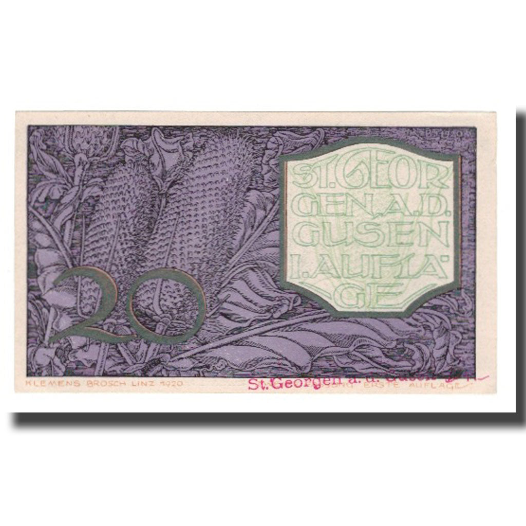 Banknot, Austria, St. Georgen an der Gusen O.Ö. Gemeinde, 20 Heller, paysage 1