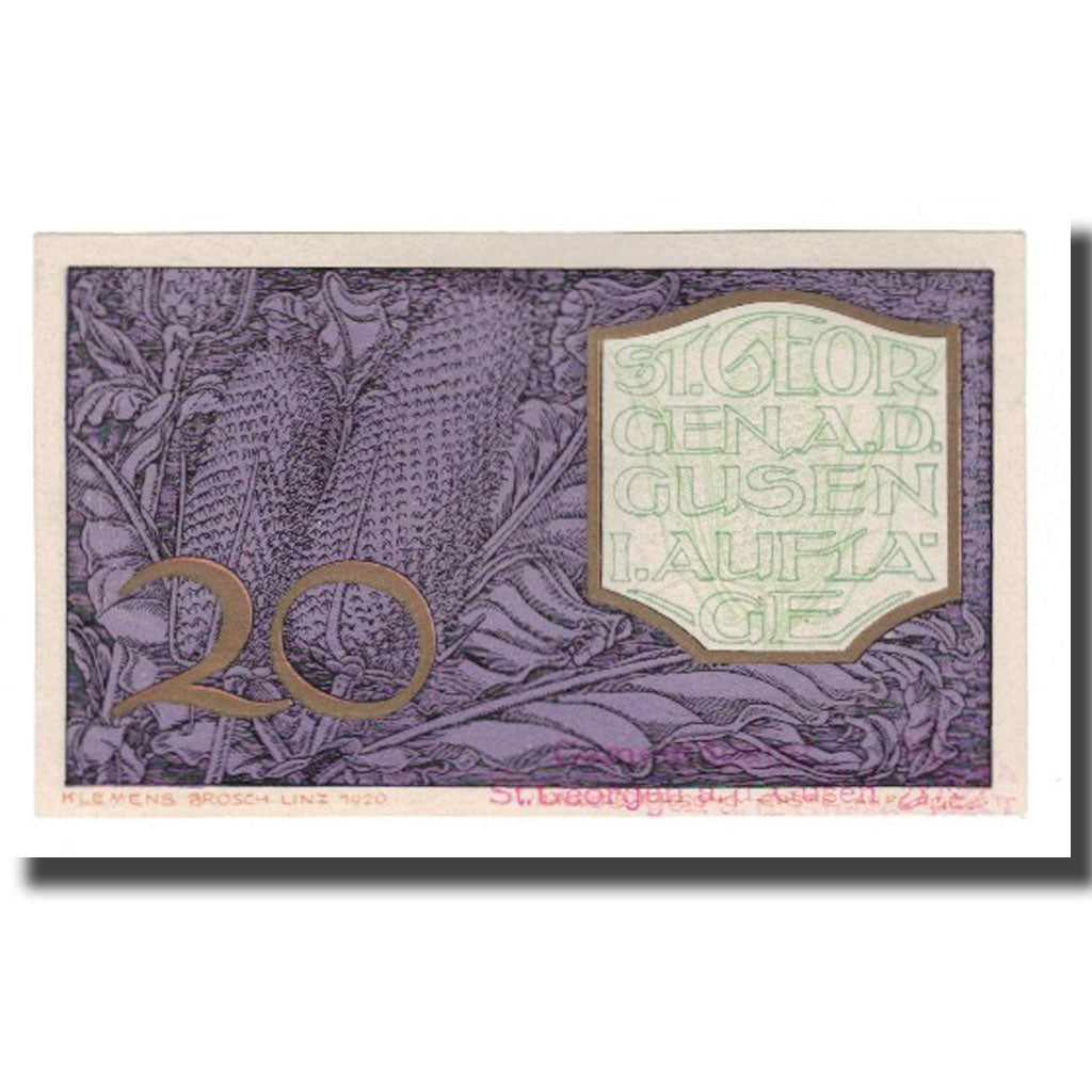 Geldschein, Österreich, St. Georgen an der Gusen O.Ö. Gemeinde, 20 Heller