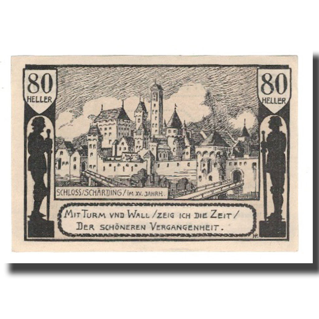 Banknot, Austria, Schärding O.Ö. Stadtgemeinde, 80 Heller, village, 1920