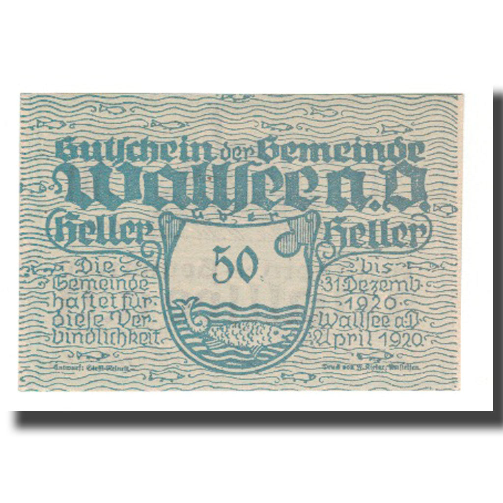 Banknot, Austria, Wallsee N.Ö. Gemeinde, 50 Heller, poisson, 1920, 1920-12-31