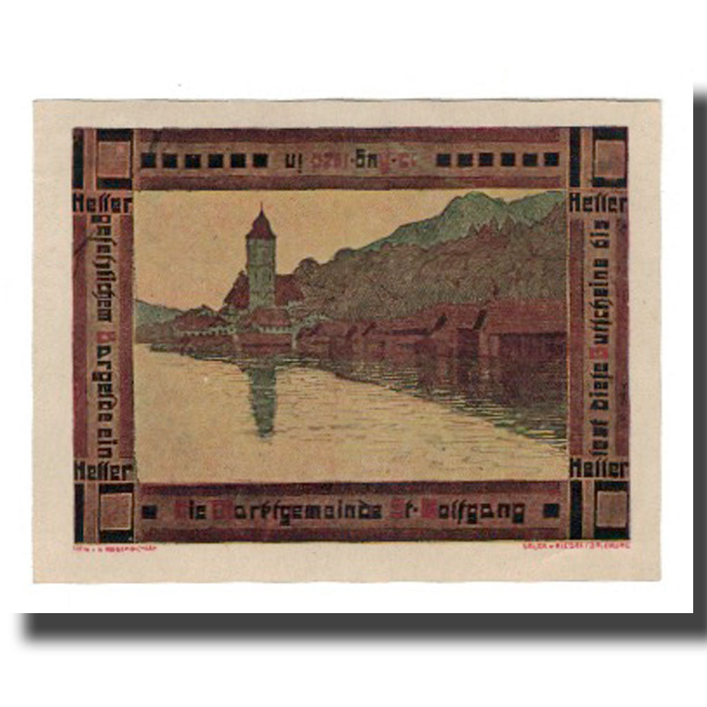 Banknot, Austria, St. Wolfgang O.Ö. Marktgemeinde, 10 Heller, paysage, 1920