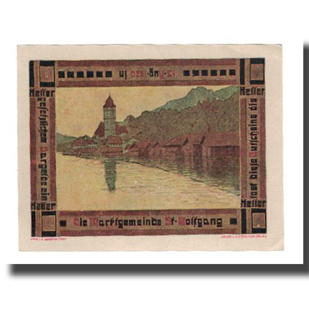 Banknote, Austria, St. Wolfgang O.Ö. Marktgemeinde, 10 Heller, paysage 5, 1920