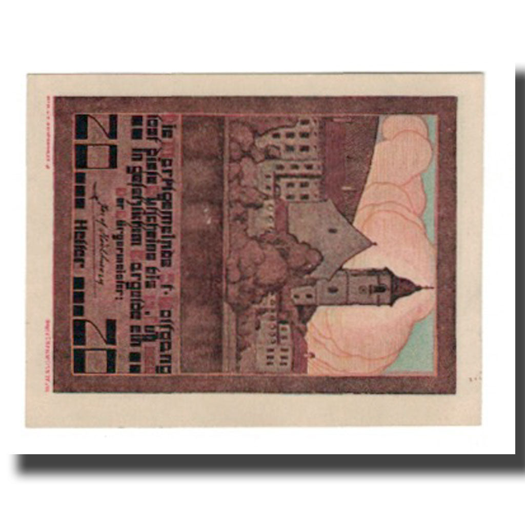 Banknote, Austria, St. Wolfgang O.Ö. Marktgemeinde, 20 Heller, village, 1920