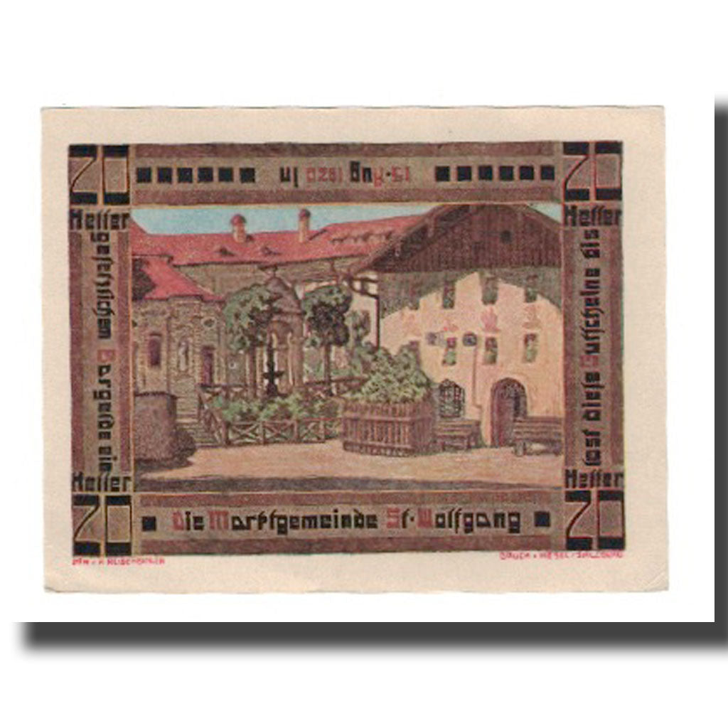 Banknote, Austria, St. Wolfgang O.Ö. Marktgemeinde, 20 Heller, village 1, 1920