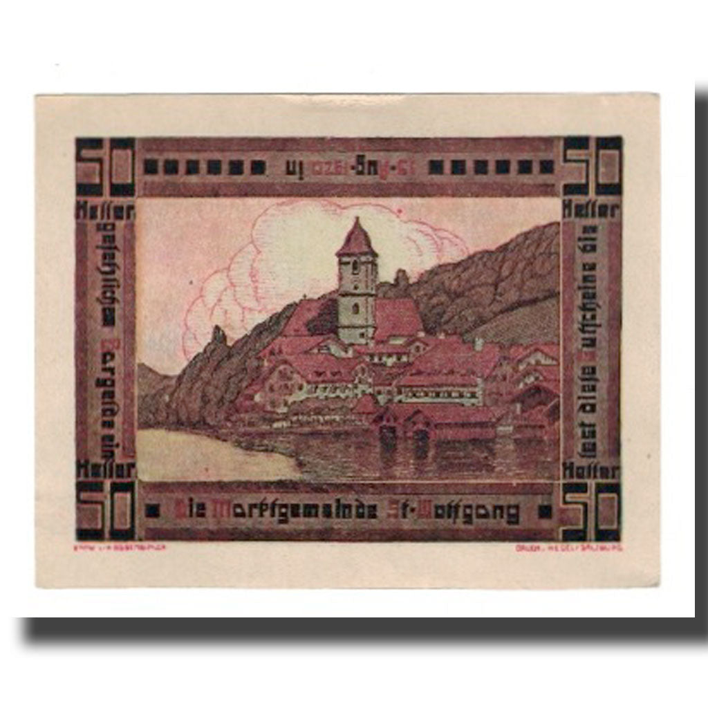 Banknote, Austria, St. Wolfgang O.Ö. Marktgemeinde, 50 Heller, paysage 1, 1920