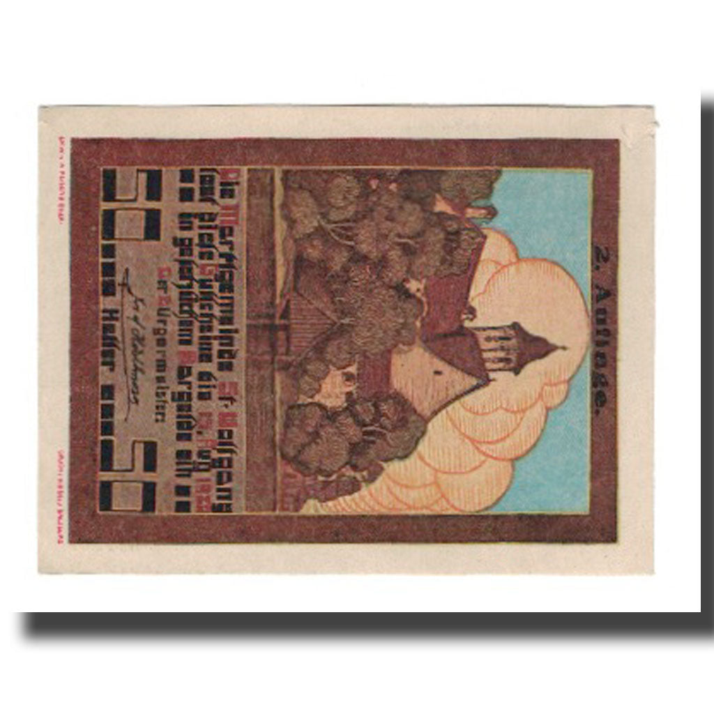 Banknote, Austria, St. Wolfgang O.Ö. Marktgemeinde, 50 Heller, paysage 2, 1920