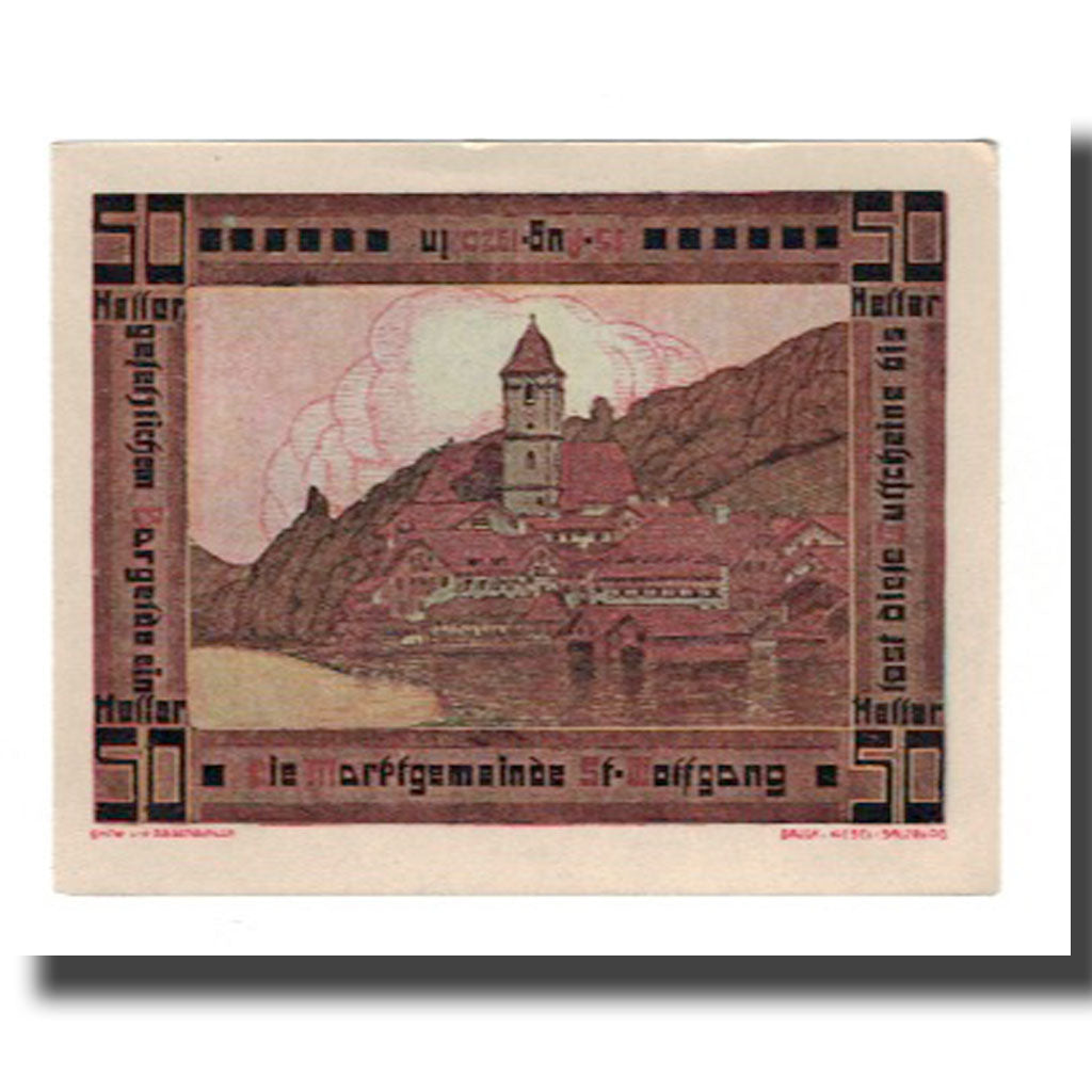 Banknote, Austria, St. Wolfgang O.Ö. Marktgemeinde, 50 Heller, paysage 3, 1920