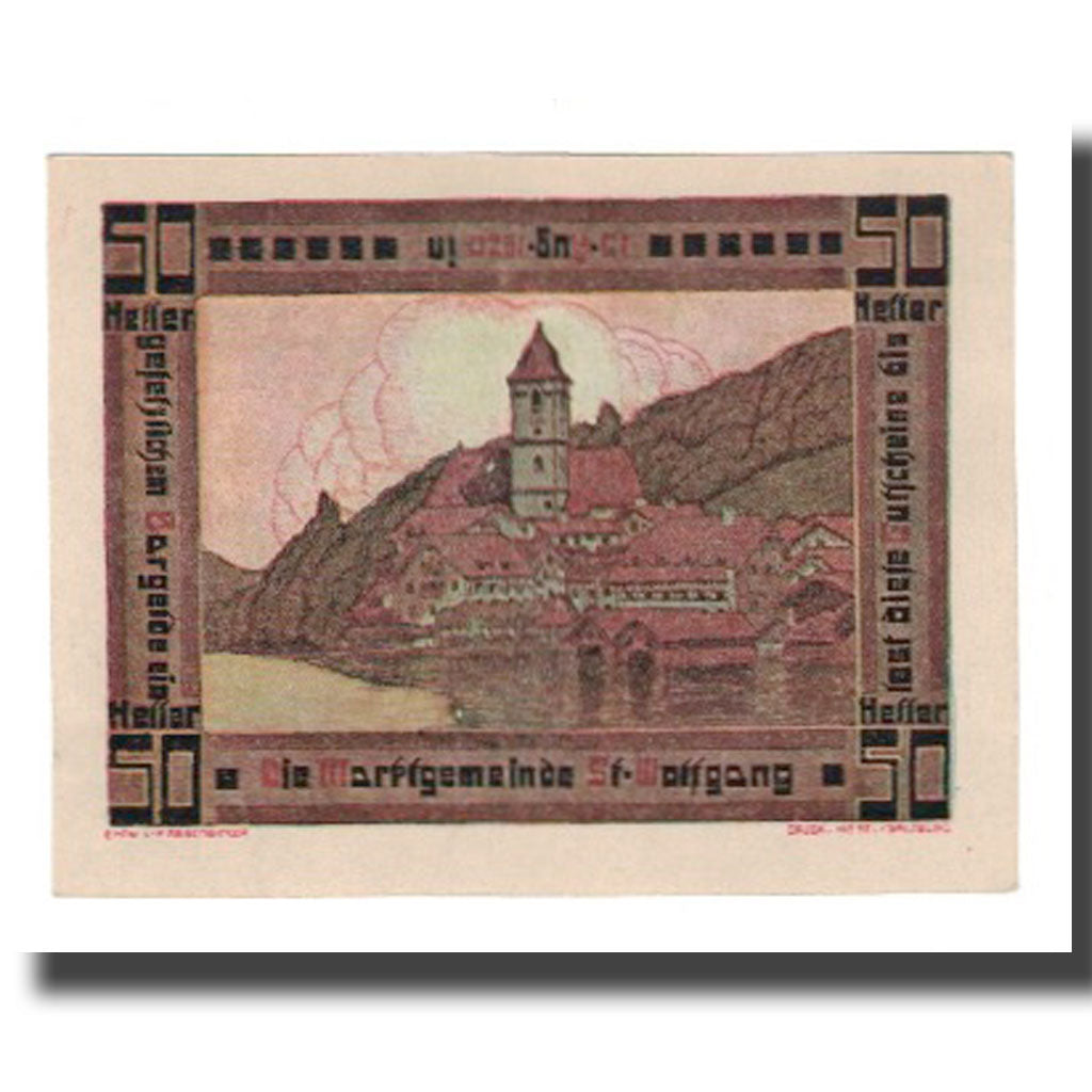 Banknote, Austria, St. Wolfgang O.Ö. Marktgemeinde, 50 Heller, paysage 4, 1920