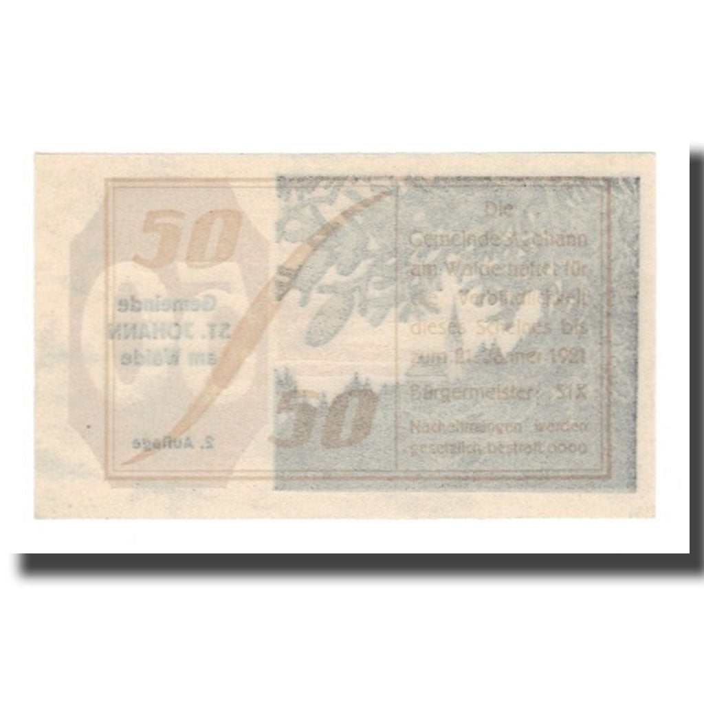 Banknote, Austria, St. Johann am Walde O.Ö. Gemeinde, 50 Heller, texte 1, 1921