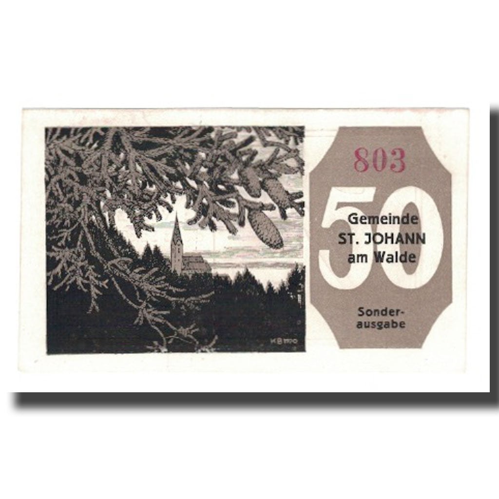 Geldschein, Österreich, St. Johann am Walde O.Ö. Gemeinde, 50 Heller, Texte 2