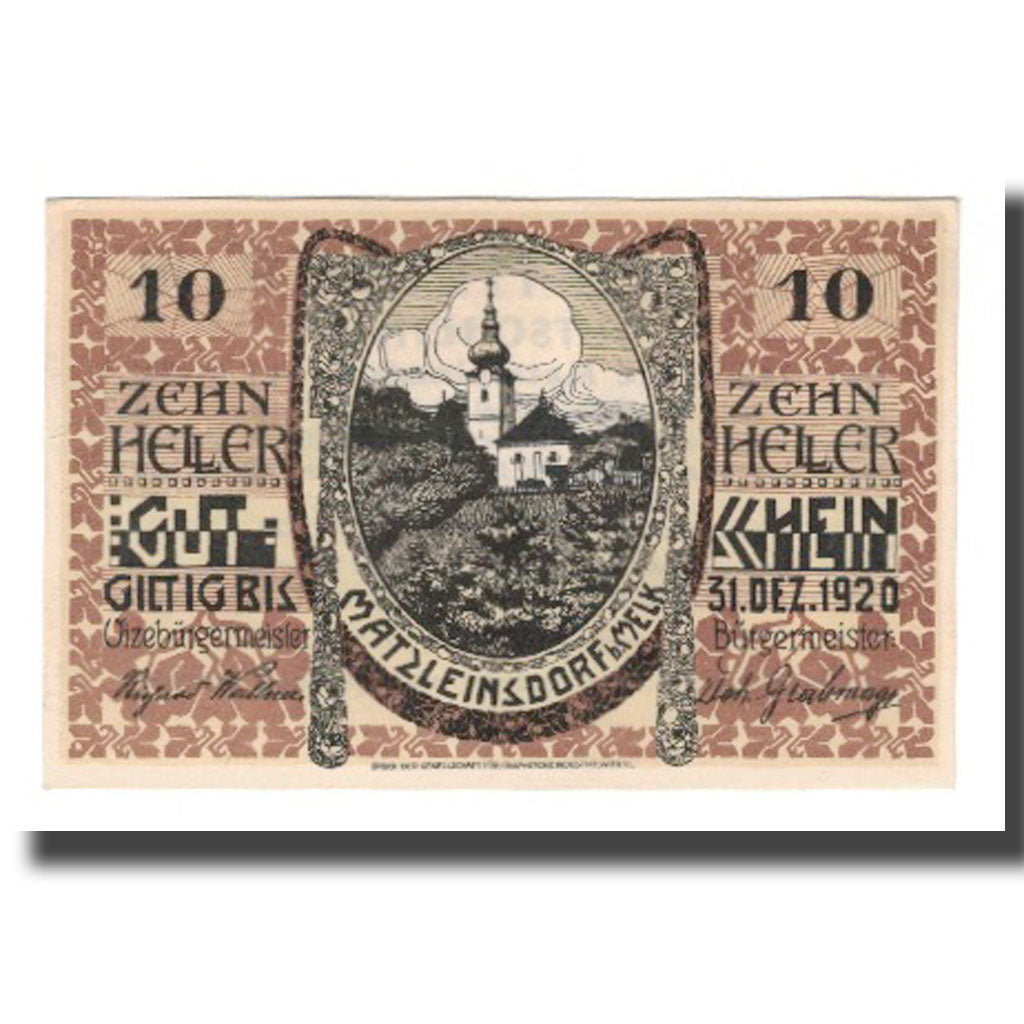 Geldschein, Österreich, Matzleinsdorf bei Melk N.Ö. Gemeinde, 10 Heller