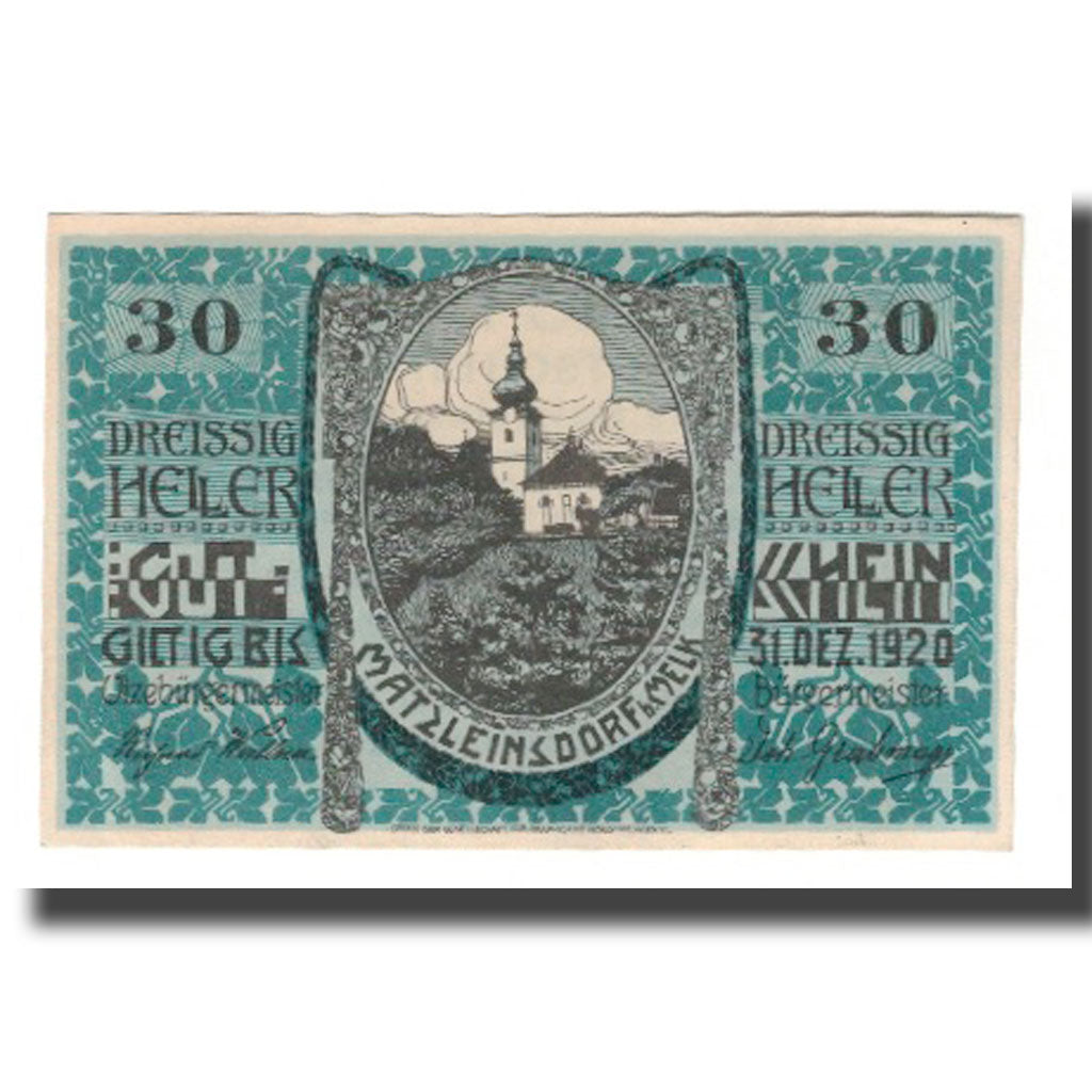 Geldschein, Österreich, Matzleinsdorf bei Melk N.Ö. Gemeinde, 30 Heller