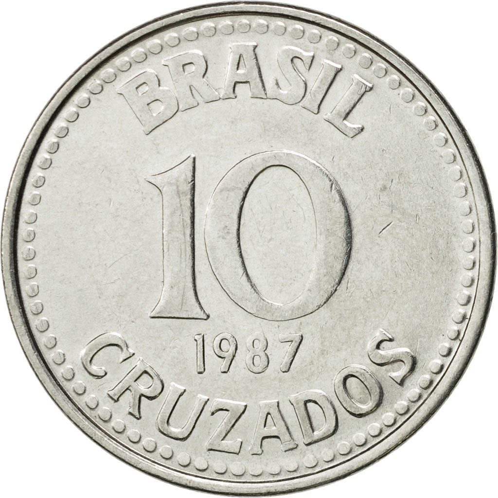 Coin, Brazil, 10 Cruzados, 1987, EF(40-45), Stainless Steel, KM:607