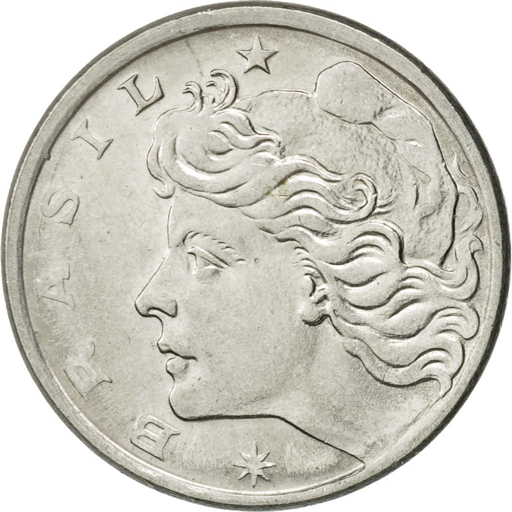 Coin, Brazil, 10 Centavos, 1975, EF(40-45), Stainless Steel, KM:578.1a