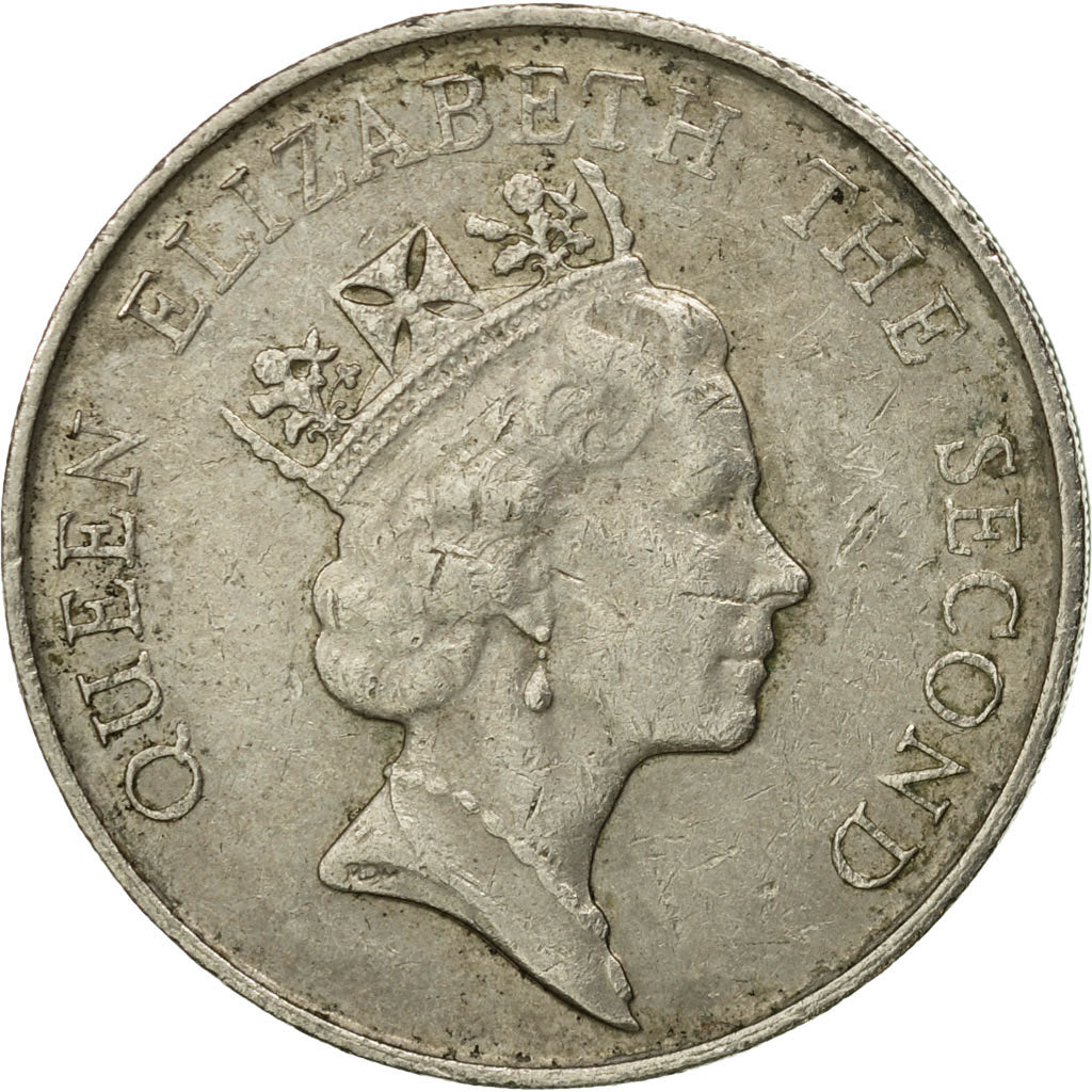 Moneta, Hong Kong, Elizabeth II, 5 Dollars, 1987, MB+, Rame-nichel, KM:56
