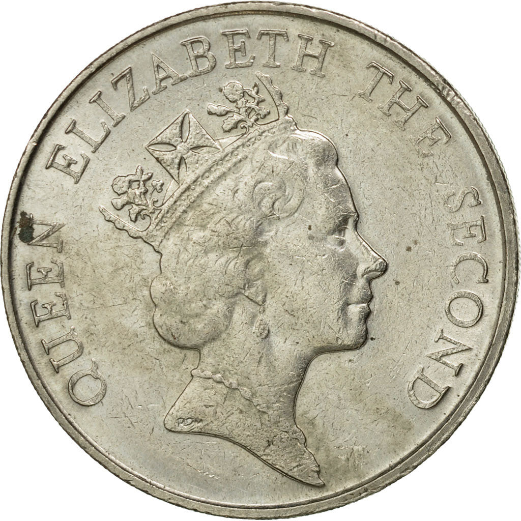 Moneda, Hong Kong, Elizabeth II, 5 Dollars, 1989, BC+, Cobre - níquel, KM:56